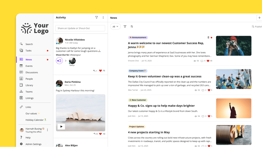 Fully populated Jostle News view