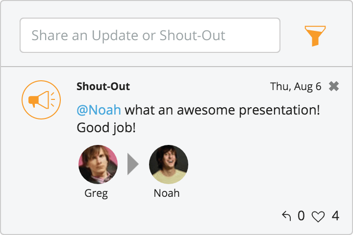 Social intranet shoutouts