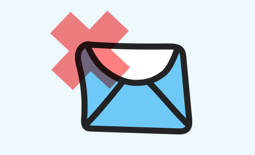 An envelope with a red X on it
