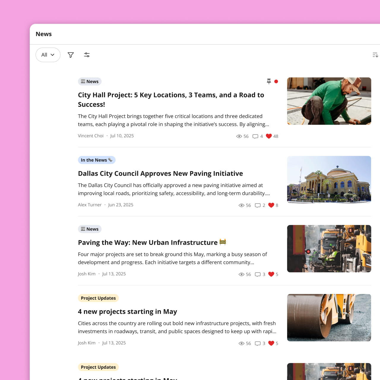 Jostle News view