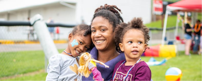 Woman with her two kids
