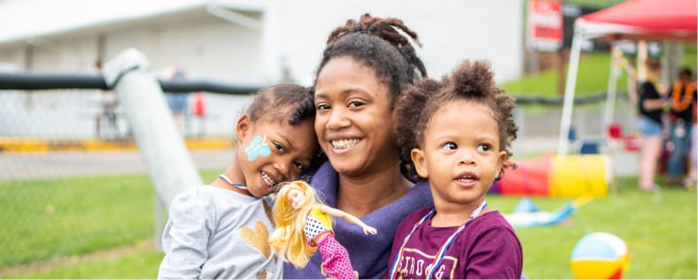 Woman with her two kids