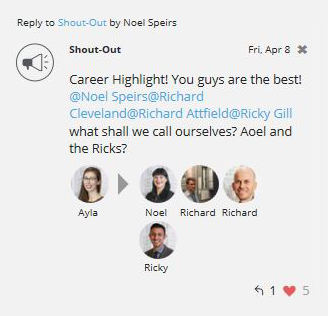 Shout-Out on Omircon’s Activity Feed